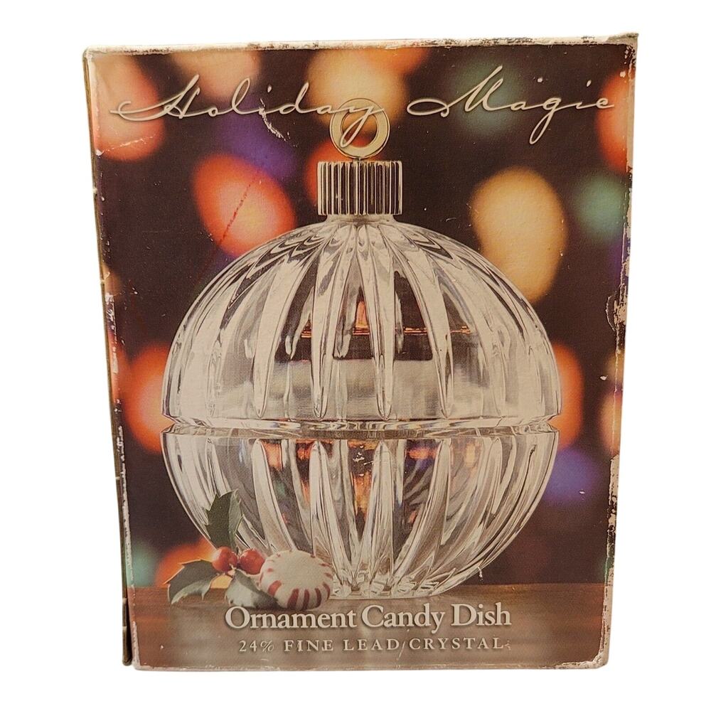 Crystal Christmas Tree Ornament Candy Dish St George 24% Fine Lead Crystal Bowl